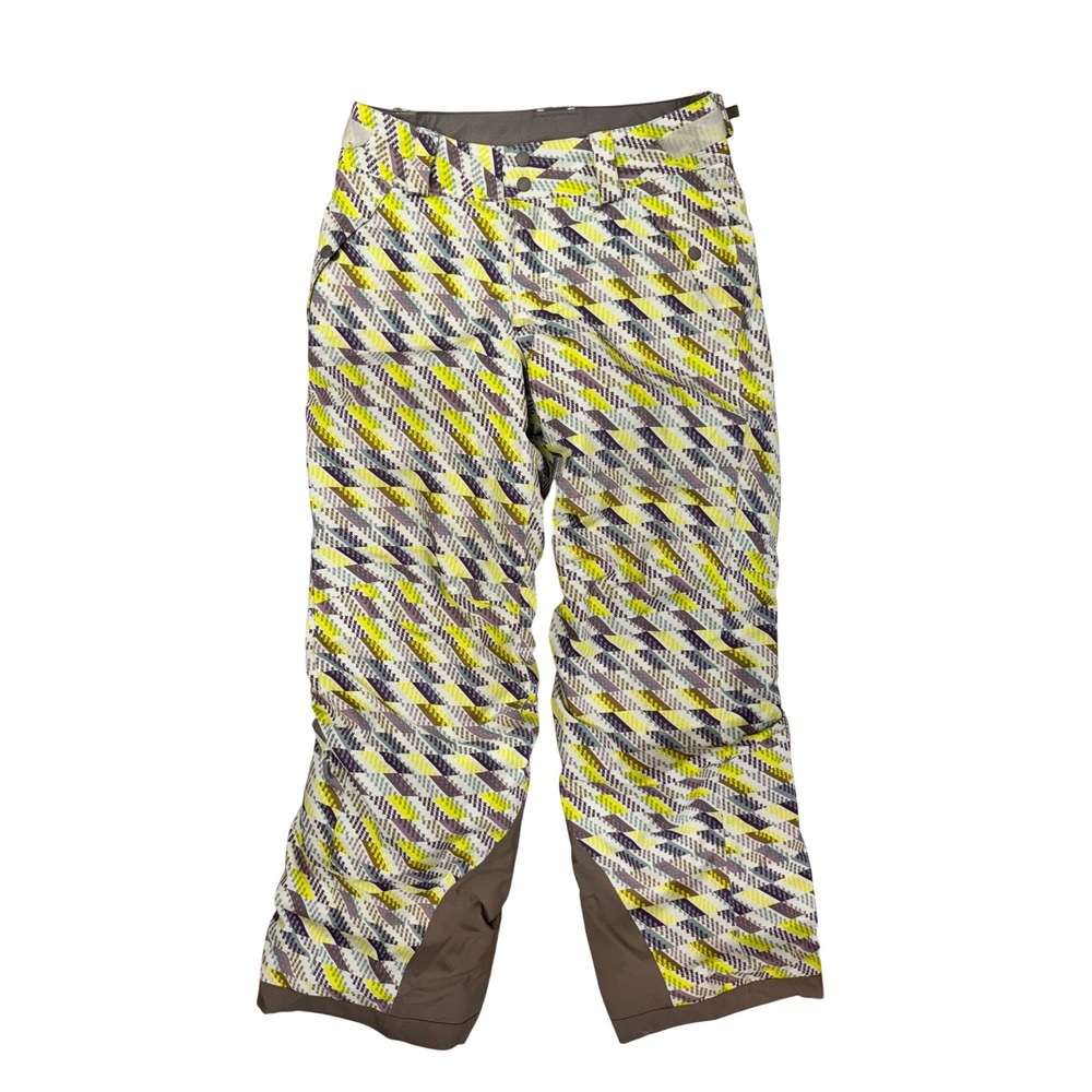 Patagonia Girls' Everyday Ready Snow Pants Yellow Grey Geometric Size M 10